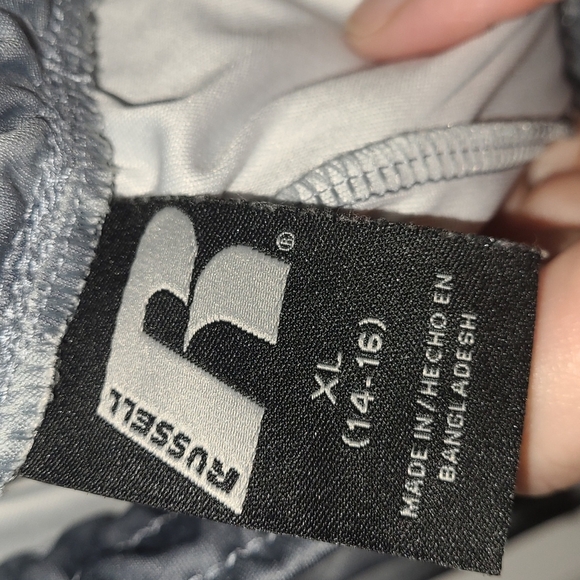 Russell Boy Gray White Black Drawstring Basketball Shorts Dri-Power 360 XL 14-16 - Picture 5 of 5